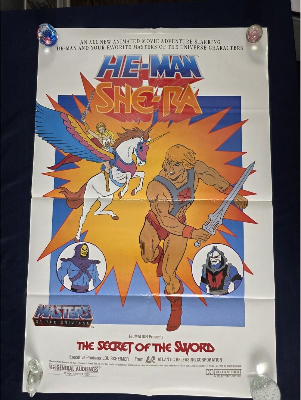 VTG ~ HE-MAN & SHE-RA The Secret of The Sword ~ 1985 27x41 RARE Promo Poster VG